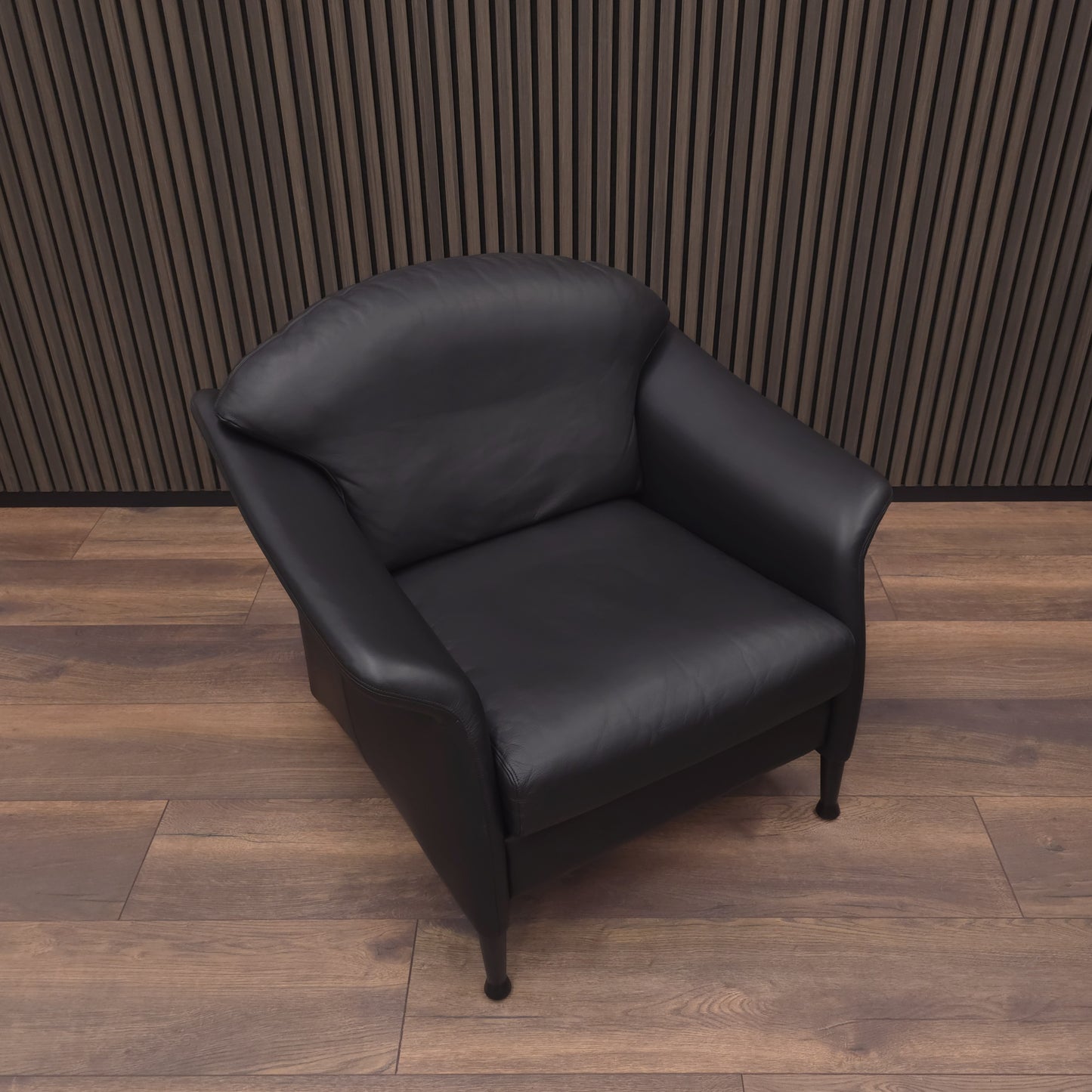 W. KNOLL Scarlett | Ledersessel & Hocker Schwarz | Design Lounge Chair Ottomane